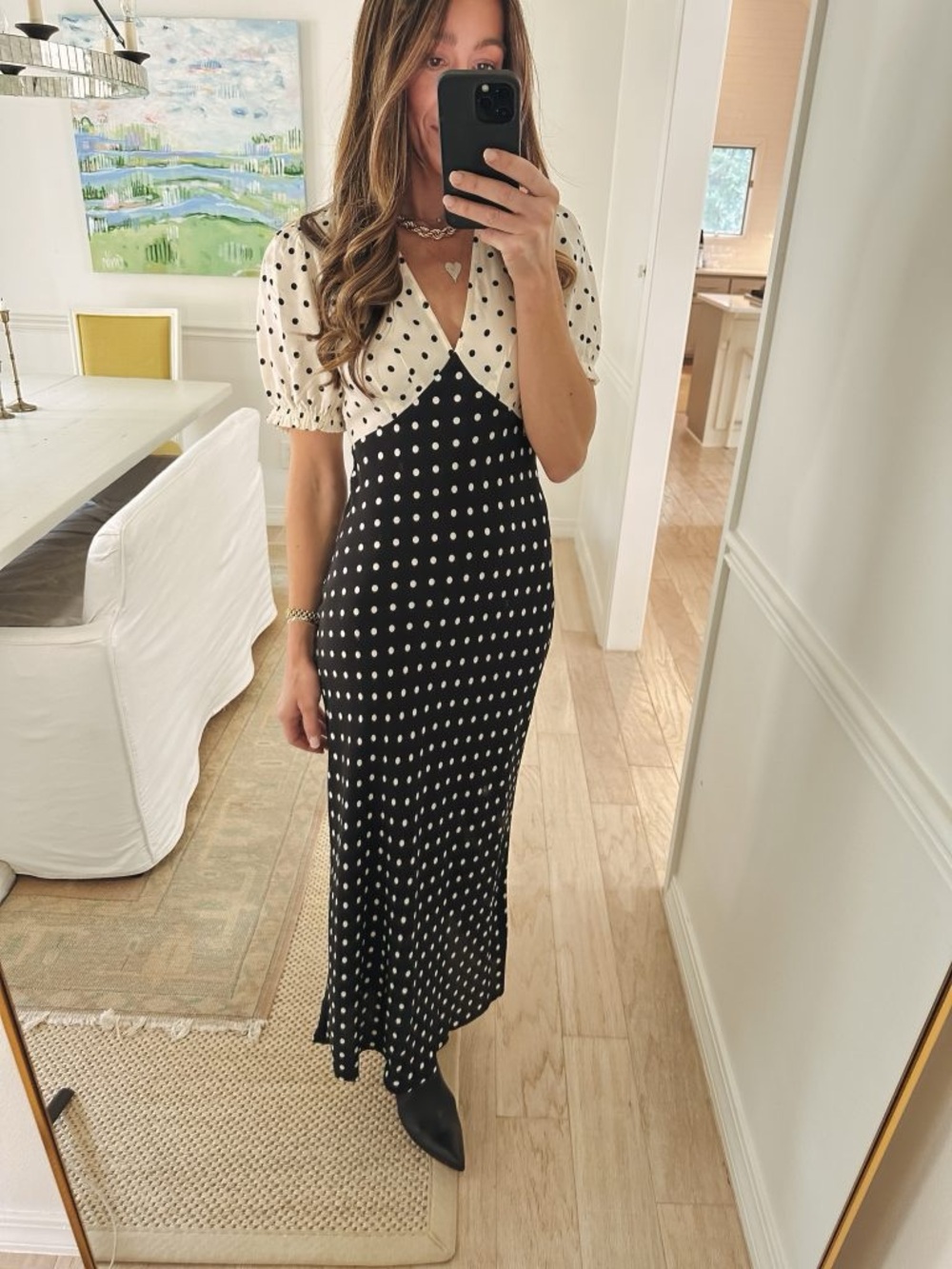 a new day Black and Cream Polka Dot Retro Maxi Dress